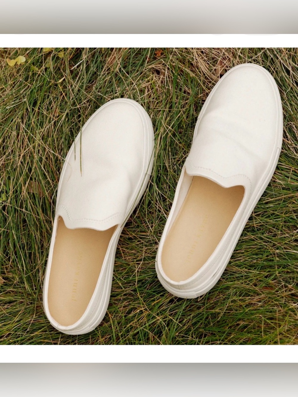 Jenni Kayne Canvas Slider Sneakers Mules Slides Slip-On Shoes White Size 38